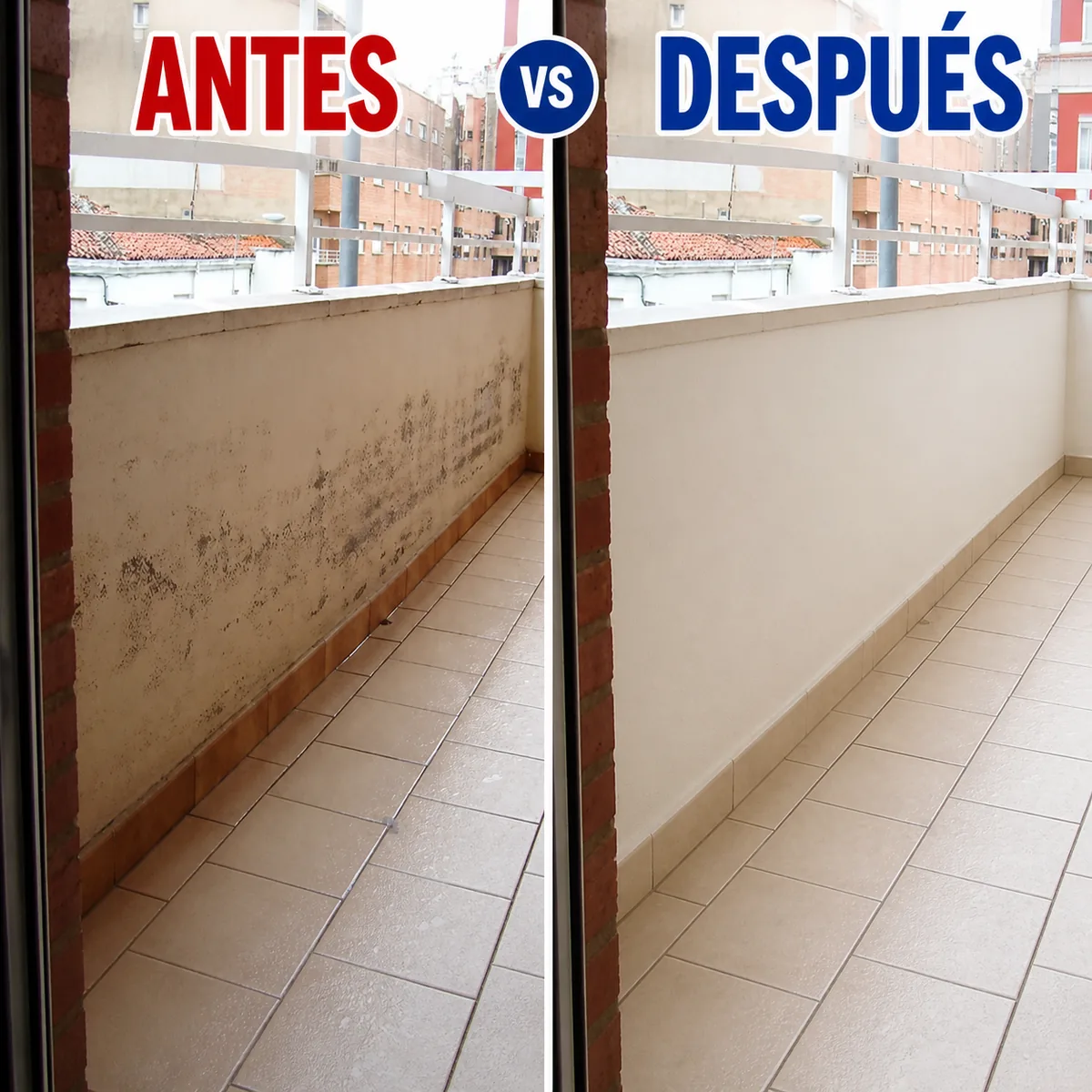 Balcón antes y después de sellar