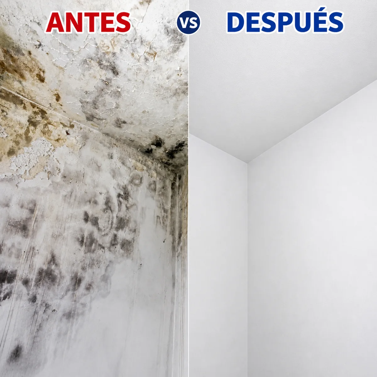 Pared con humedad: antes y después