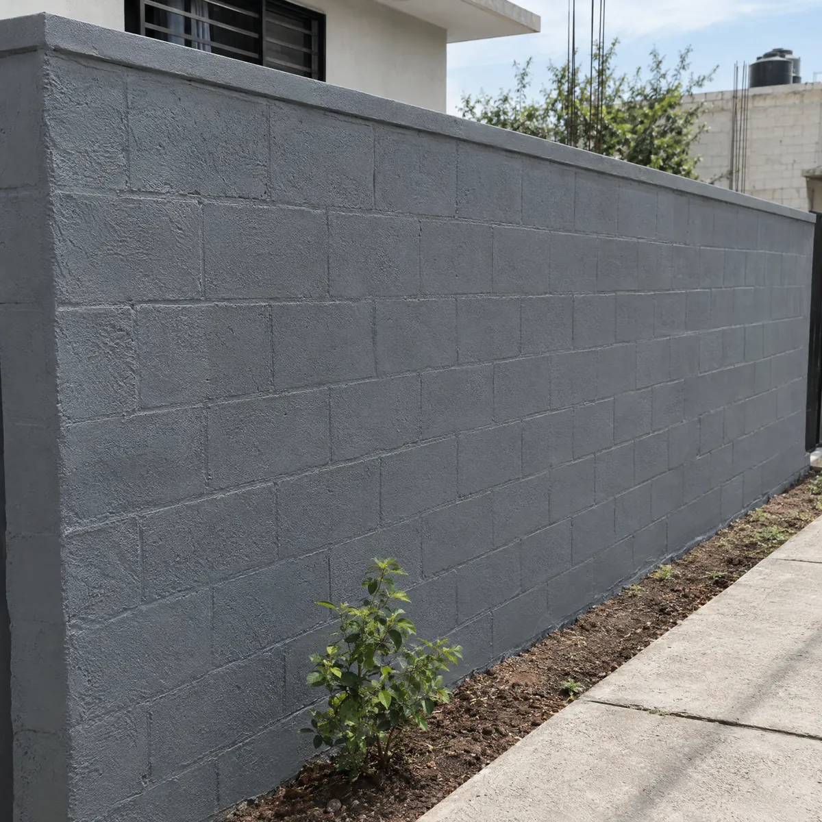 Barda impermeabilizada en gris