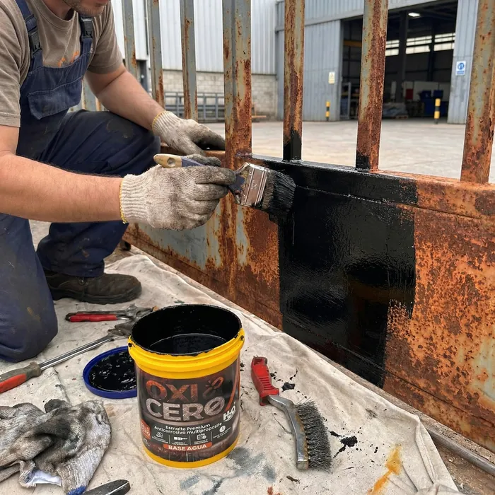 Pintando una reja oxidada con Oxicero