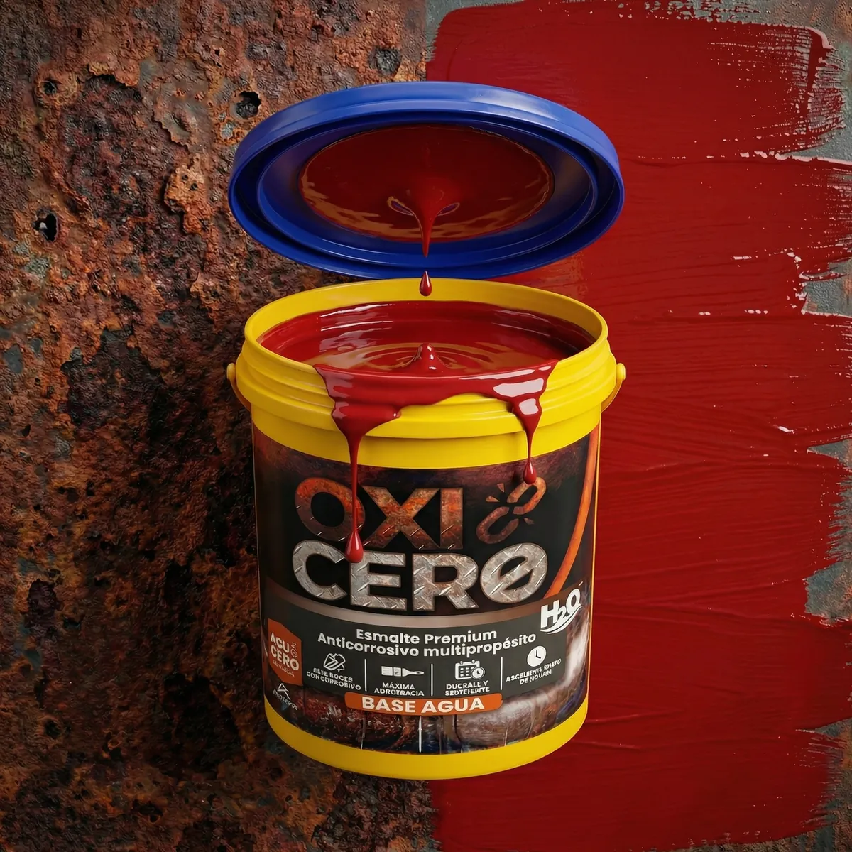 Oxicero rojo sobre metal oxidado