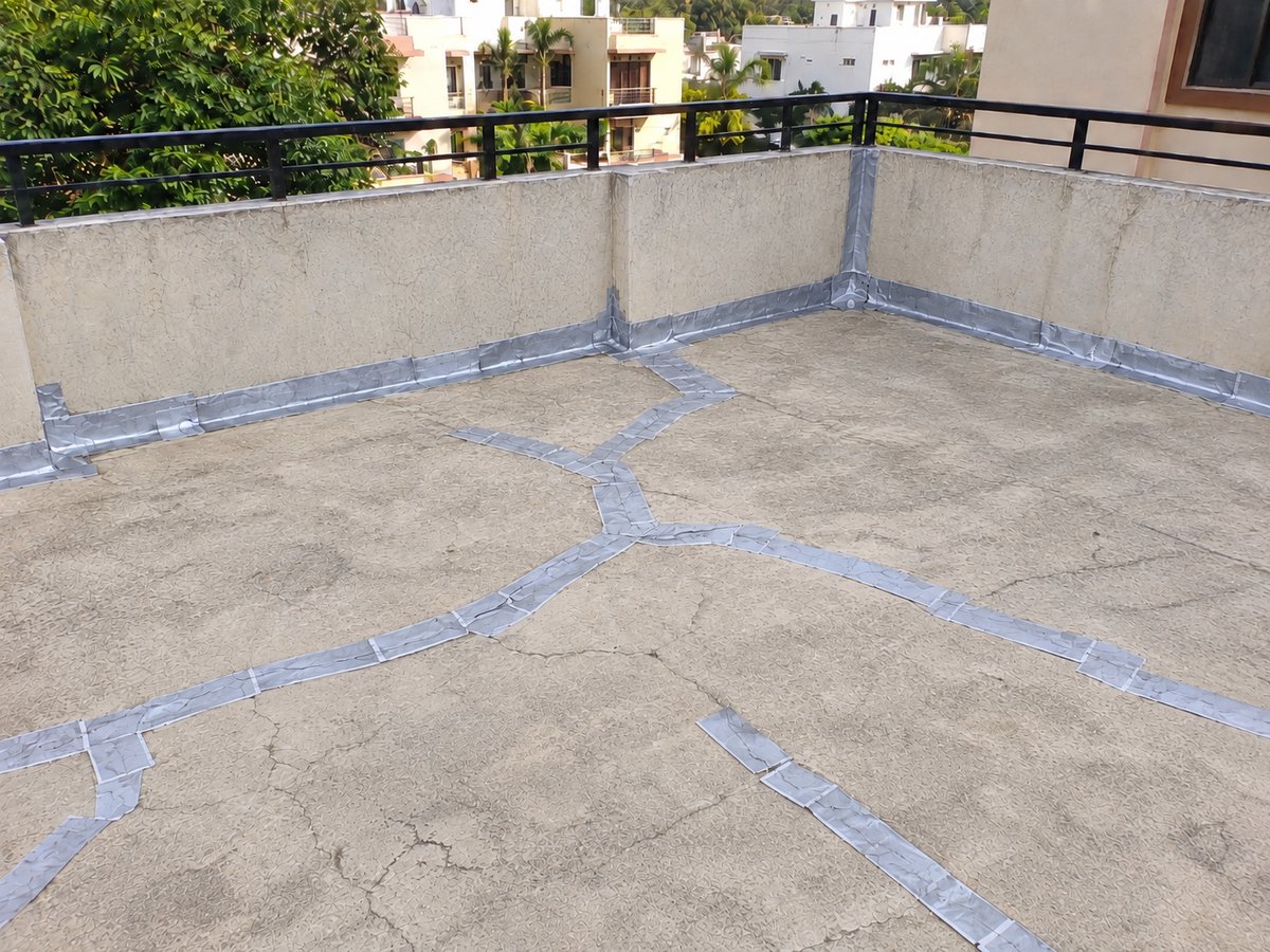 Después: las juntas de la terraza selladas con la Cinta Tapagotera